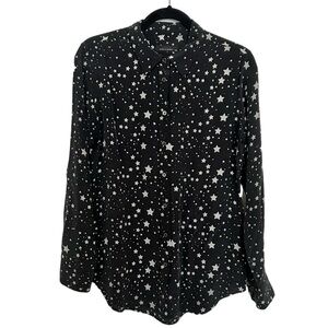 Kate Moss x Equipment Black 100% Silk Star Print Shirt Medium